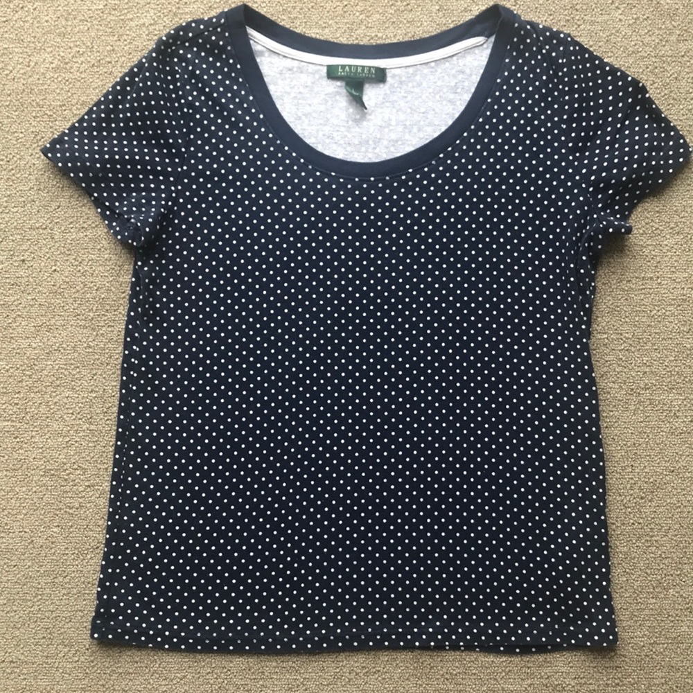 RALPH LAUREN TEE SHIRT BLUE POLKA DOT SIZE LARGE